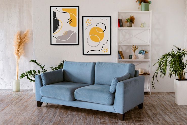 Foto grátis design de interiores com molduras e plantas