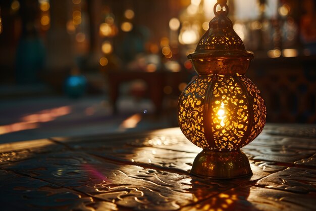 Design de lanterna de estilo islâmico para celebração do Ramadão com espaço de cópia