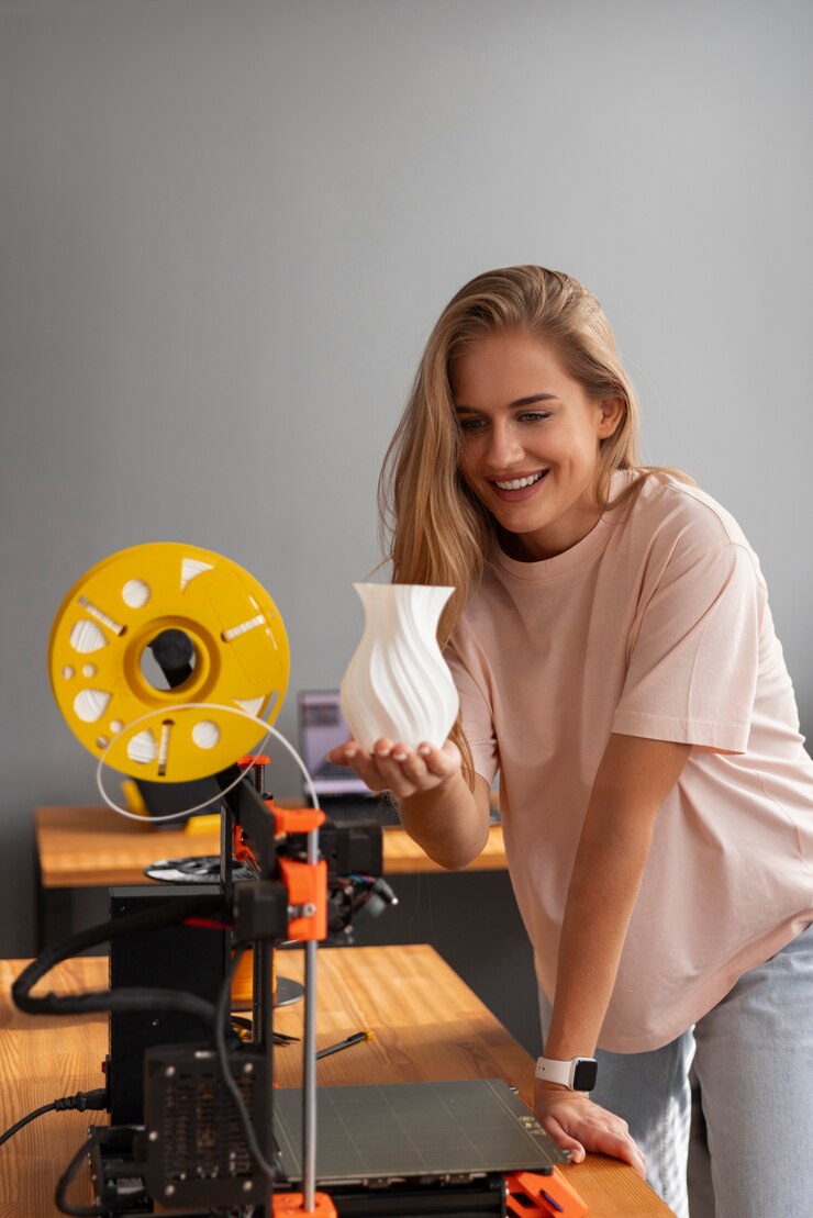 Foto grátis designer usando uma impressora 3d