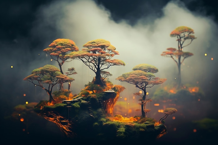 Foto grátis deslocamento de inclinação paisagem de fantasia medieval