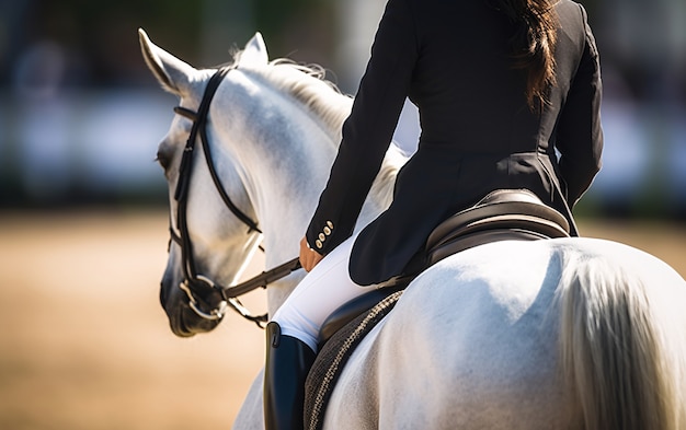 Foto grátis desporto de equitação com cavaleira feminina.