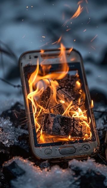 Foto grátis destruição da cena do smartphone