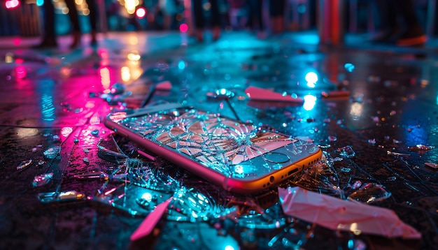 Foto grátis destruição da cena do smartphone