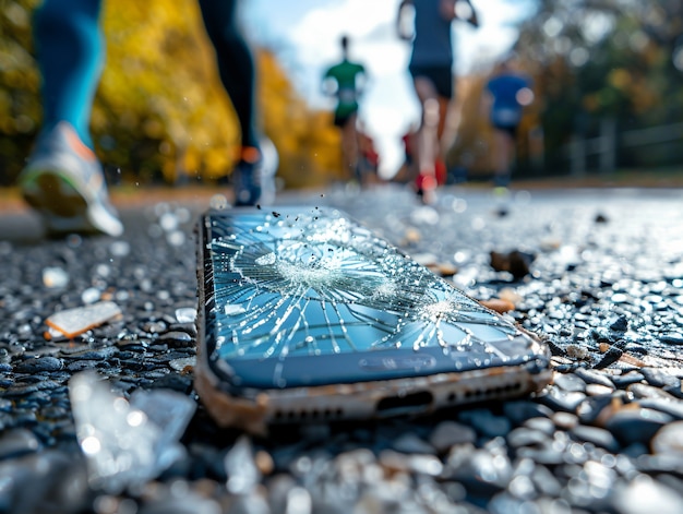 Foto grátis destruição da cena do smartphone