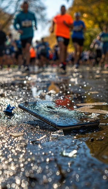 Foto grátis destruição da cena do smartphone