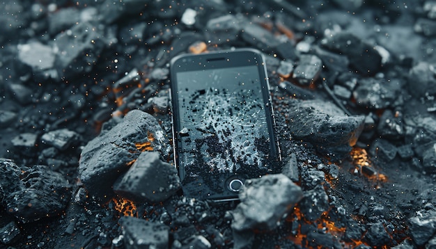 Foto grátis destruição de smartphones ilustrada