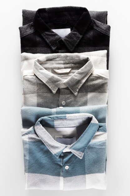 Detalhe da camisa de flanela em close-up