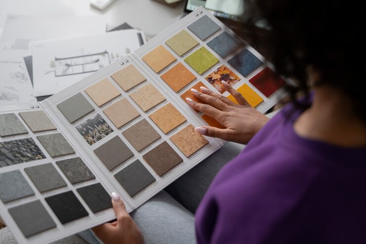 Foto grátis detalhe da paleta de cores usada pelo designer de interiores