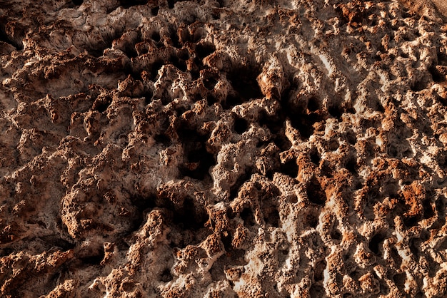 Detalhes do solo de um planeta desconhecido no universo