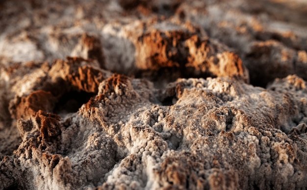 Detalhes do solo de um planeta desconhecido no universo