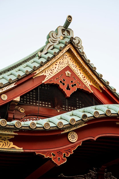 Foto grátis detalhes do telhado de um tradicional templo japonês de madeira
