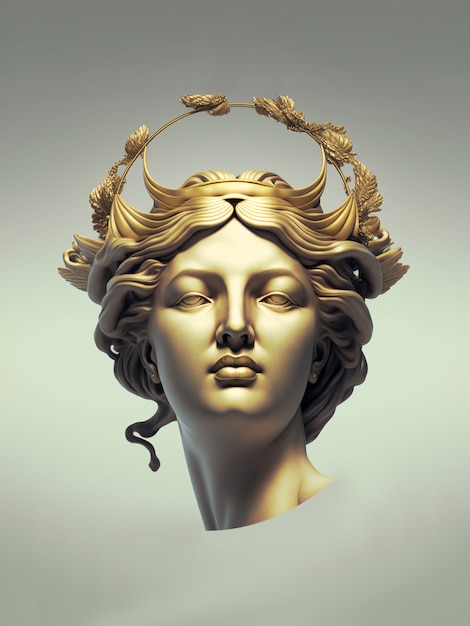 Deusa grega dourada com halo