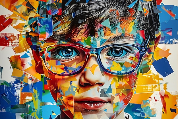 Foto grátis dia do autismo com retrato colorido