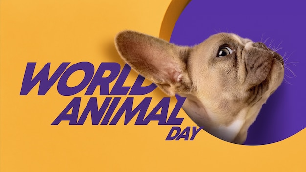 Foto grátis dia mundial do animal com cachorro fofo
