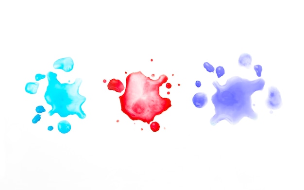 Diferentes manchas coloridas de tinta aquarela