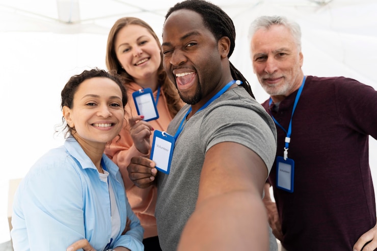 Foto grátis diferentes pessoas fazendo trabalho voluntário