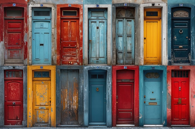 Foto grátis diferentes portas de madeira rasgadas