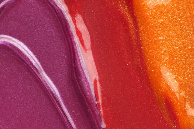 Diferentes tons mix de gloss labial flat lay