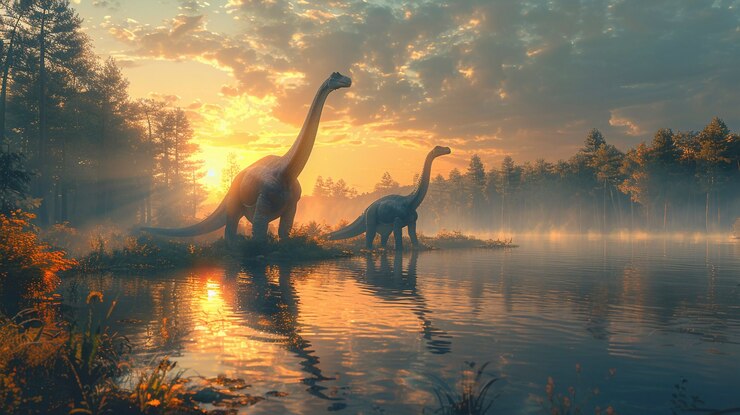 Foto grátis dinossauro saurópode na natureza