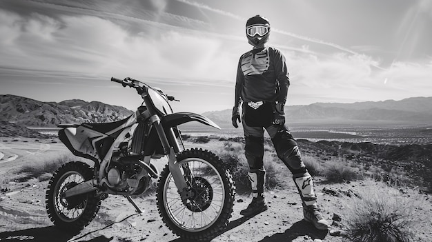 Foto grátis dirt bike rider participating in races and circuits for the adventure thrill with motorcycle