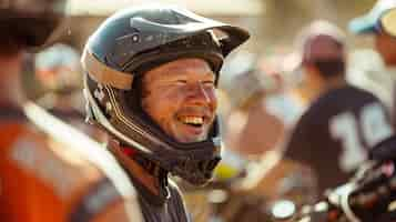 Foto grátis dirt bike rider participating in races and circuits for the adventure thrill with motorcycle