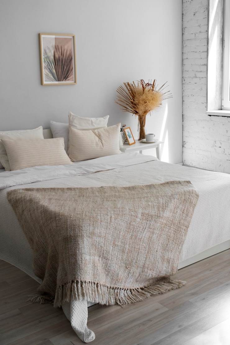 Foto grátis disposição da cama com lençóis frescos