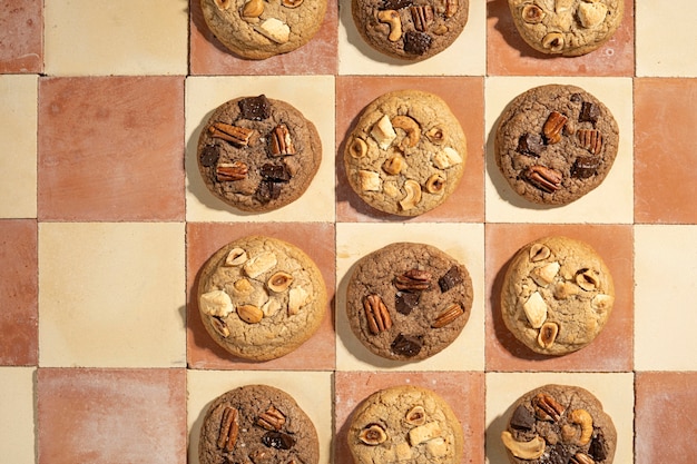 Foto grátis disposição de cookies de vista superior