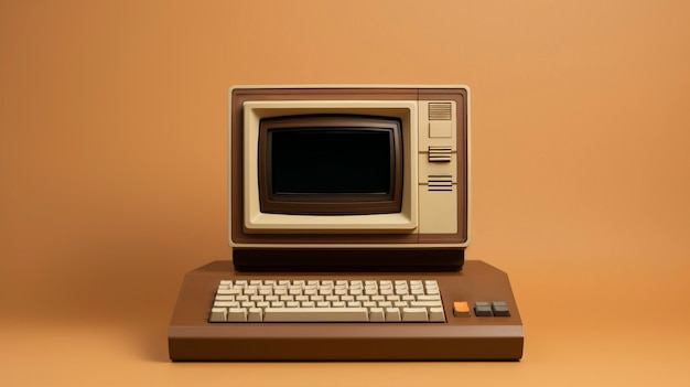 Dispositivo de computador eletrónico retro castanho