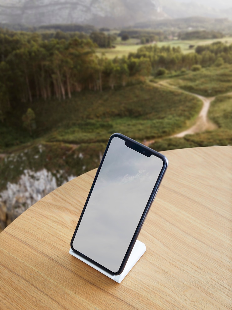 Foto grátis dispositivo eletrônico cercado pela natureza