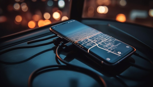 Foto grátis dispositivo móvel controla carro com tecnologia sem fio gerada por ia