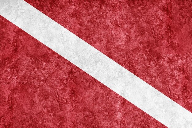 Diver Down Metallic flag, Dive flag, grunge flag