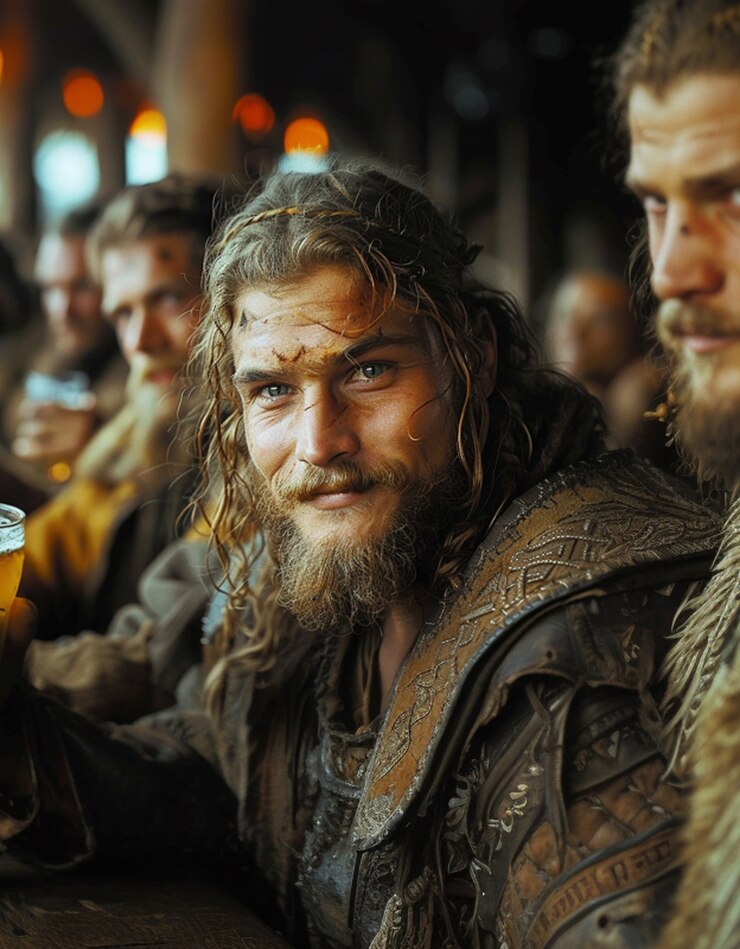 Foto grátis diversos homens vikings ao ar livre