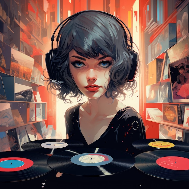 Foto grátis dj de personagens de anime tocando música