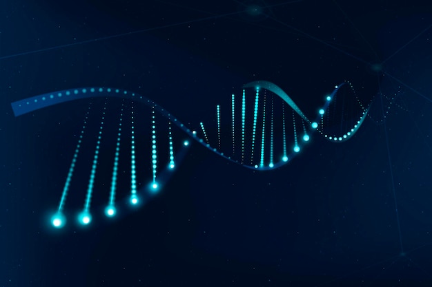 Dna biotecnologia genética ciência azul neon gráfico