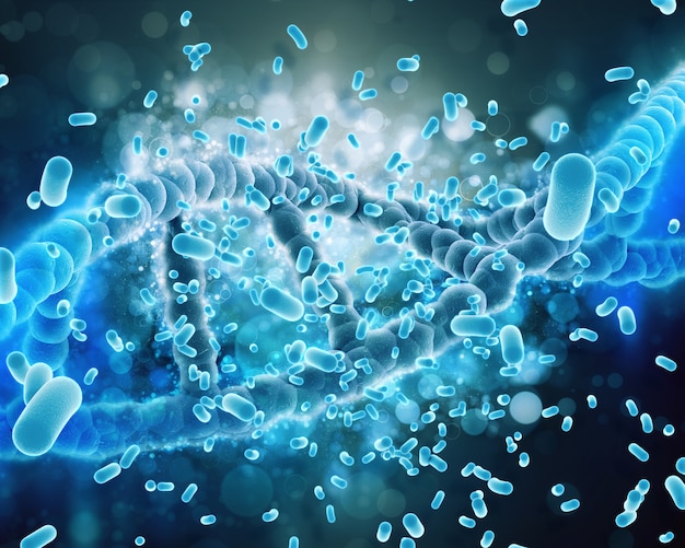 Foto grátis dna hélice atacadas por bactérias