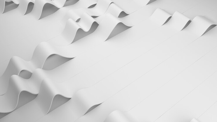 Foto grátis dobras brancas de listras em um fundo. superfície enrugada deformada com luz suave. pano de fundo moderno e brilhante com rugas em estilo minimalista. 3d rendem a ilustração.