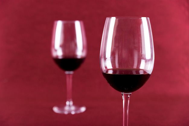 Dois, óculos, vermelho, vinho