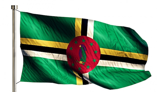 Dominica National Flag Isolated 3D Fundo Branco