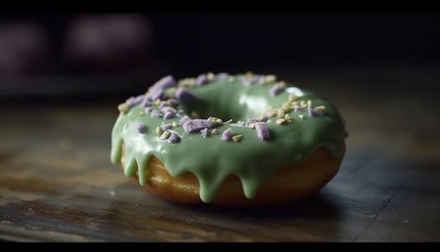 Foto grátis donut com cobertura de chocolate e confeitos gerados por ia