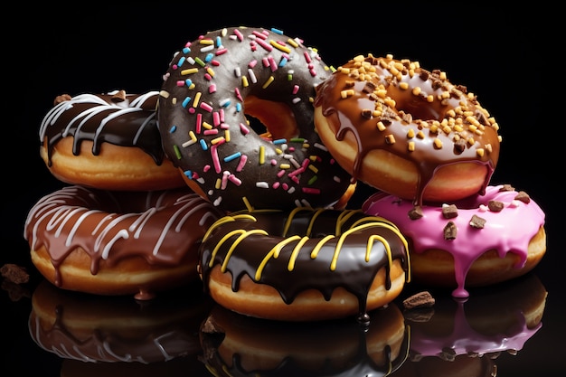 Foto grátis donuts deliciosos com arranjo de cobertura