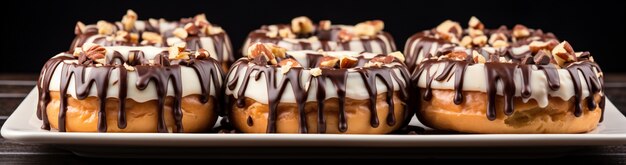 Donuts deliciosos com cobertura de chocolate