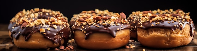 Donuts deliciosos com cobertura de chocolate
