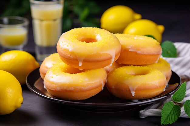 Donuts deliciosos com cobertura de limão