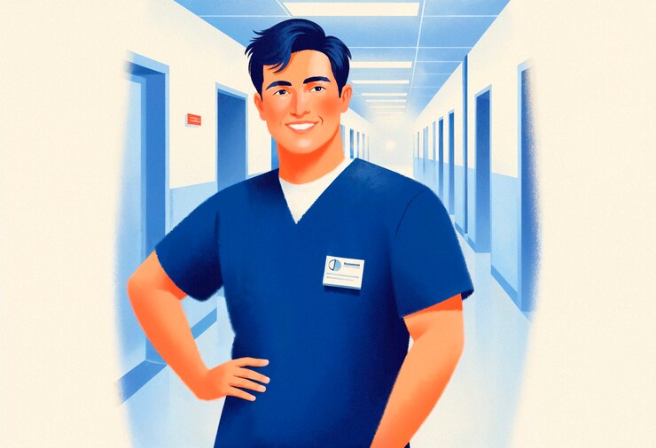 Foto grátis doutor sorridente num corredor do hospital