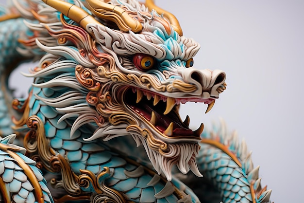 Foto grátis dragão azul tradicional asiático em fundo claro