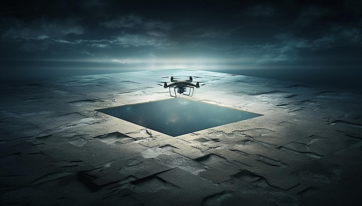 Foto grátis drones aéreos voam nos céus modernos com tecnologia gerada por ia