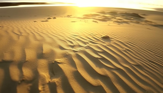 Foto grátis dunas de areia dourada ondulam em padrão de onda tranquilo ao pôr do sol gerado por ia