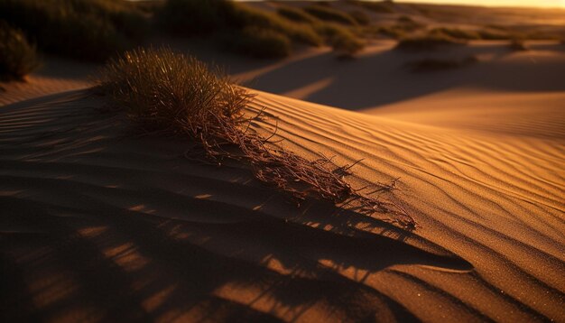 Dunas de areia onduladas na árida África ao entardecer geradas por IA