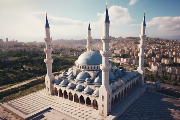 Edifício de mesquita com arquitetura intrincada