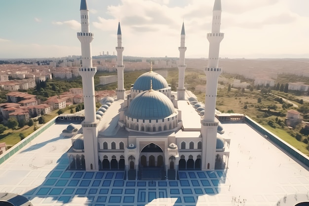 Edifício de mesquita com arquitetura intrincada
